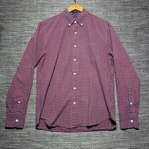 J. Crew Button Up Shirt Men's M Blue Red Plaid Slim Long Sleeve